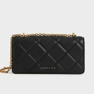 Charles & Keith - Paffuto Chain Handle Quilted Long Wallet (Black/New)